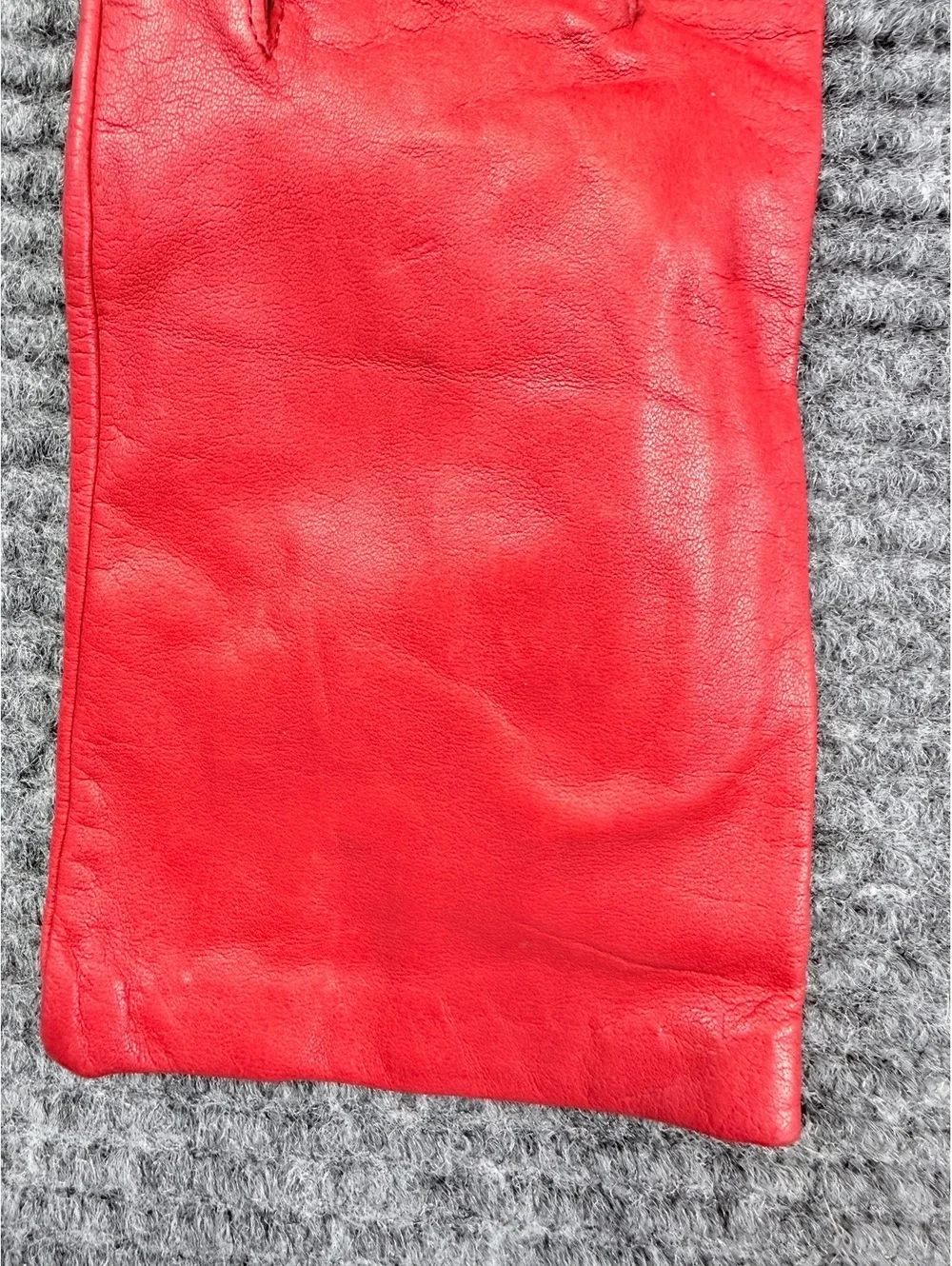 Vintage Red Leather Dress Gloves Size 8 Nylon Lined Women’s